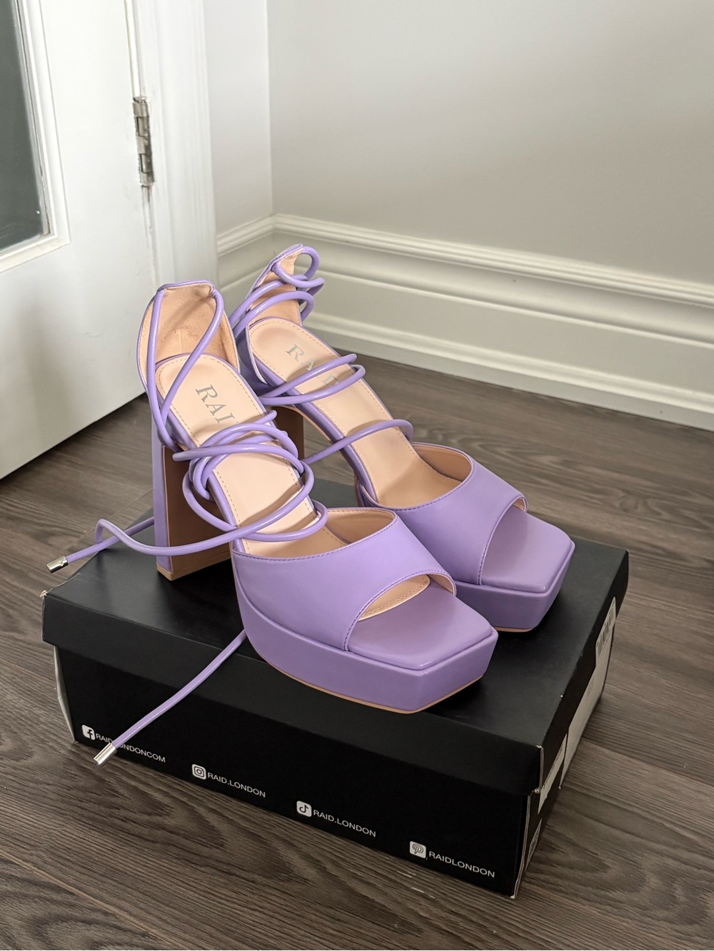 RAID London Lavender Platform Lace-Up Heels